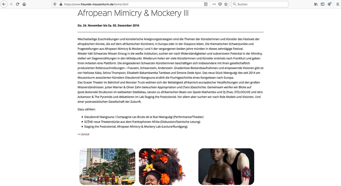 Performance Afropean Mimicry & Mockery II