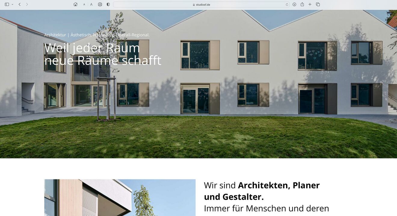 STUDIO SF Architekten, Webseite – Aufbau und Struktur