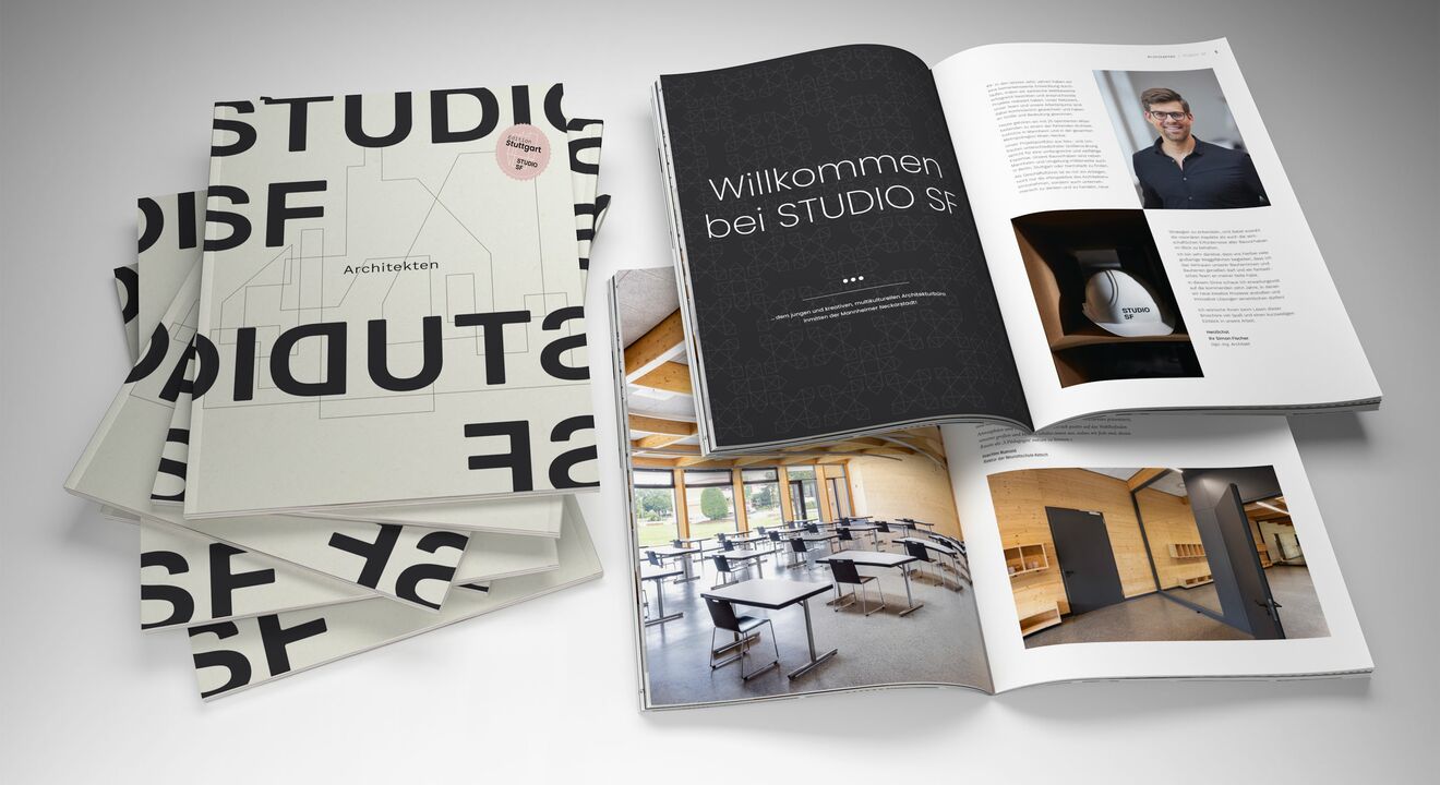 STUDIO SF Architekten Mannheim/Stuttgart, Titel und Intro von 100 Seiten Marke, Leistung, Storytelling