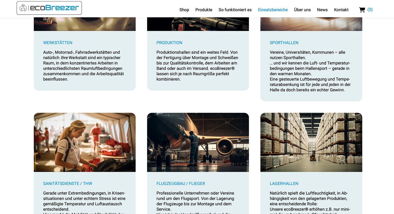 GS MIET / ecoBreezer – Homepage Anwendungsbereiche